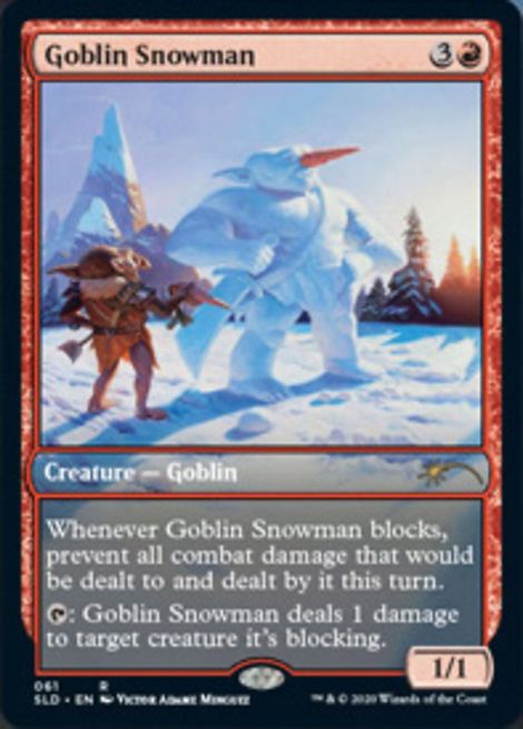 【Foil】(061)■フルアート■《ゴブリンの雪だるま/Goblin Snowman》[SLD] 赤R